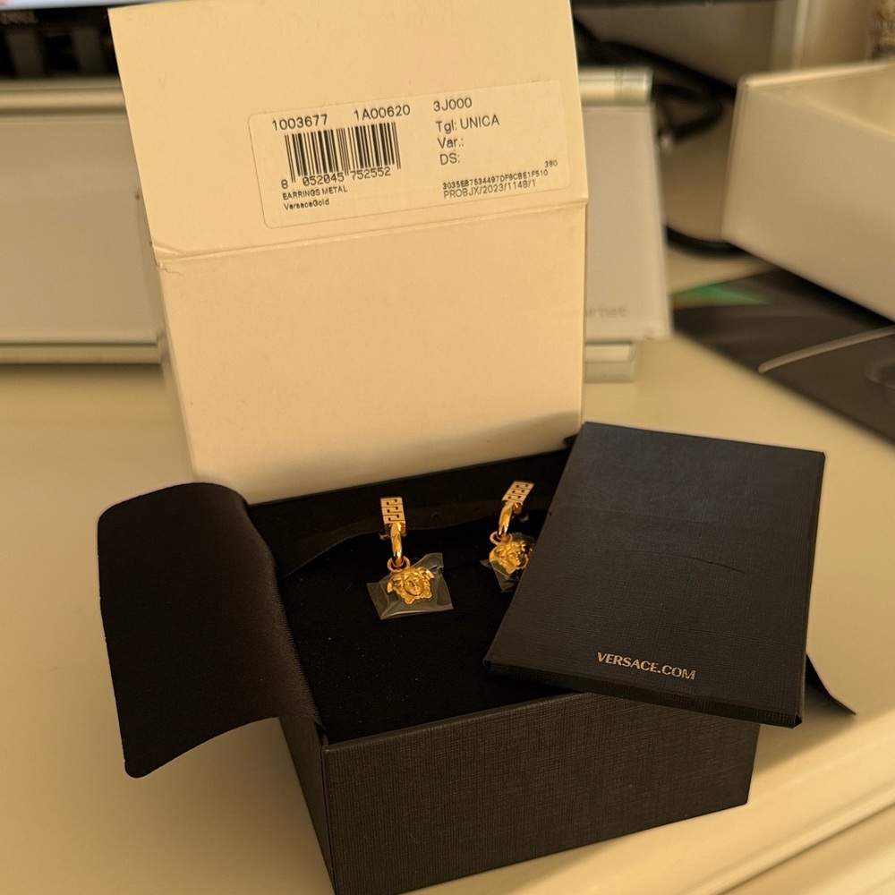 Versace Gold Medusa Earrings - Picture 3 of 3
